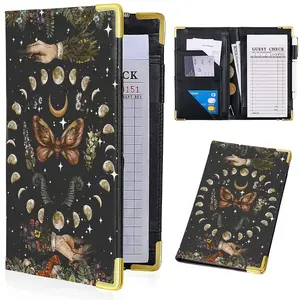 Server Books for Waitress with Zipper Pocket Leather Book, Cash Check Bill Receipt Holder Presenter, Guest Book Note Pad Waiter Accessories Fit Server Apron