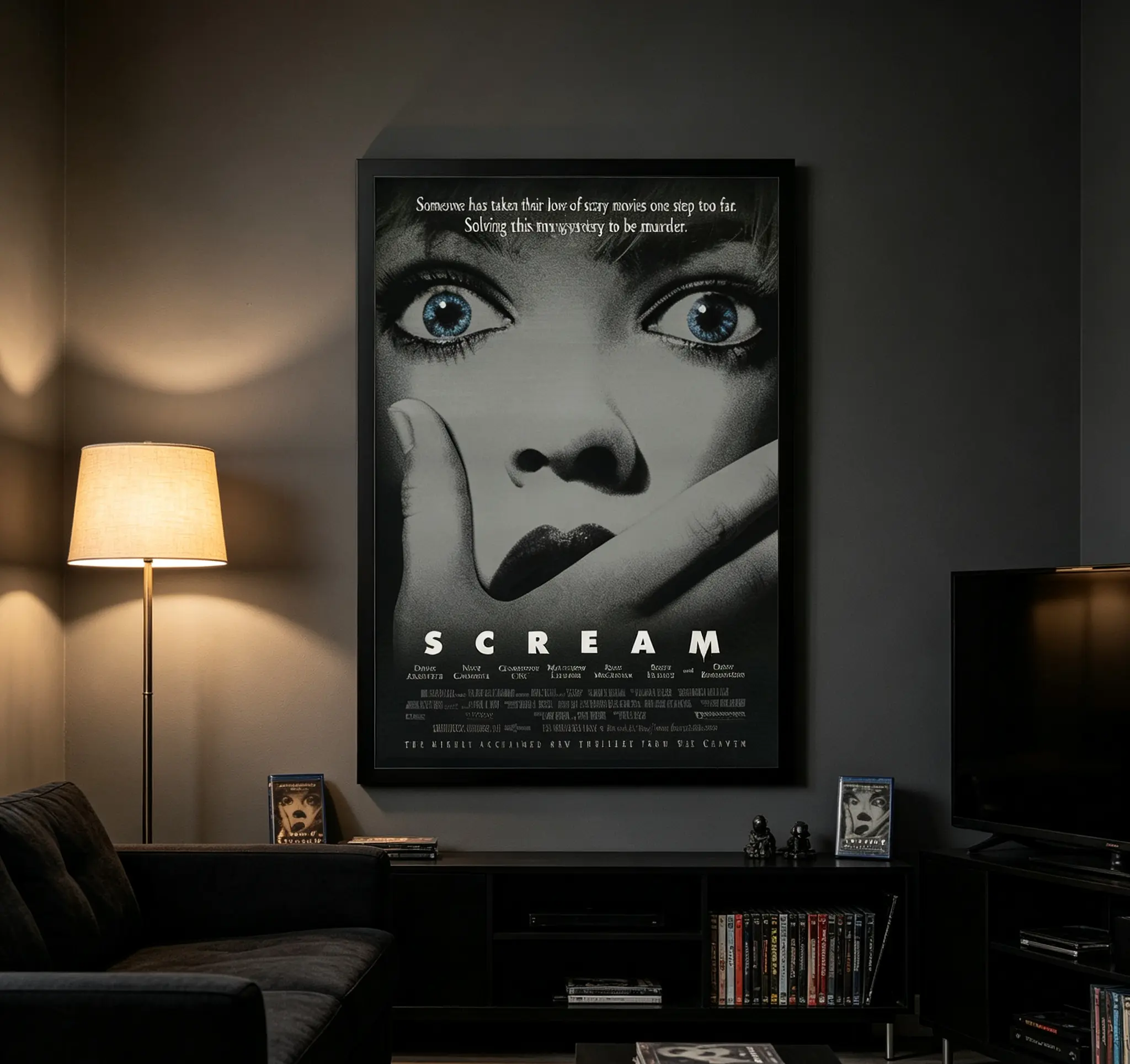 Vintage Scream Horror Movie Canvas Wall Art, Classic Spooky Film Poster Print, Gothic Halloween Bedroom Decor, Creepy Home Decoration for Horror Movie Fans