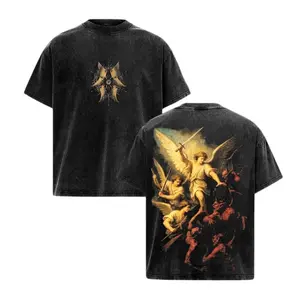 Archangel Michael Washed Christian Graphic Tee Unisex Streetwear