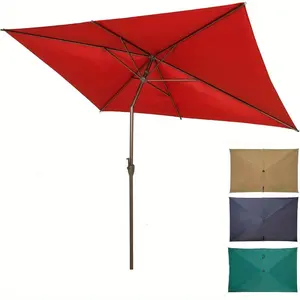 [Summervibes] Mother's Day Gifts 6.5x10ft Patio Umbrella Rectangular Outdoor Table Umbrella with Crank & Push Button Tilt for Terrace, Backyard, Garden, Courtyard, Swimming Pool, Lawn Round Steel Bronze Metal Water Proof【without base】