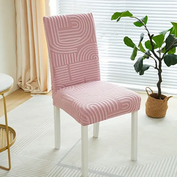 Adjustable Stretch Jacquard Plain Dining Chair Cover Set (4/6pcs) - Polyester Blend Waterproof Chic Slipcovers for Households with Kids, Removable Washable, Easy to Maintain, Fits 1.5"-4" Thick,14"-18" Long,19.5"-21.5" Back Seats, Dining Rooms, Parties, R