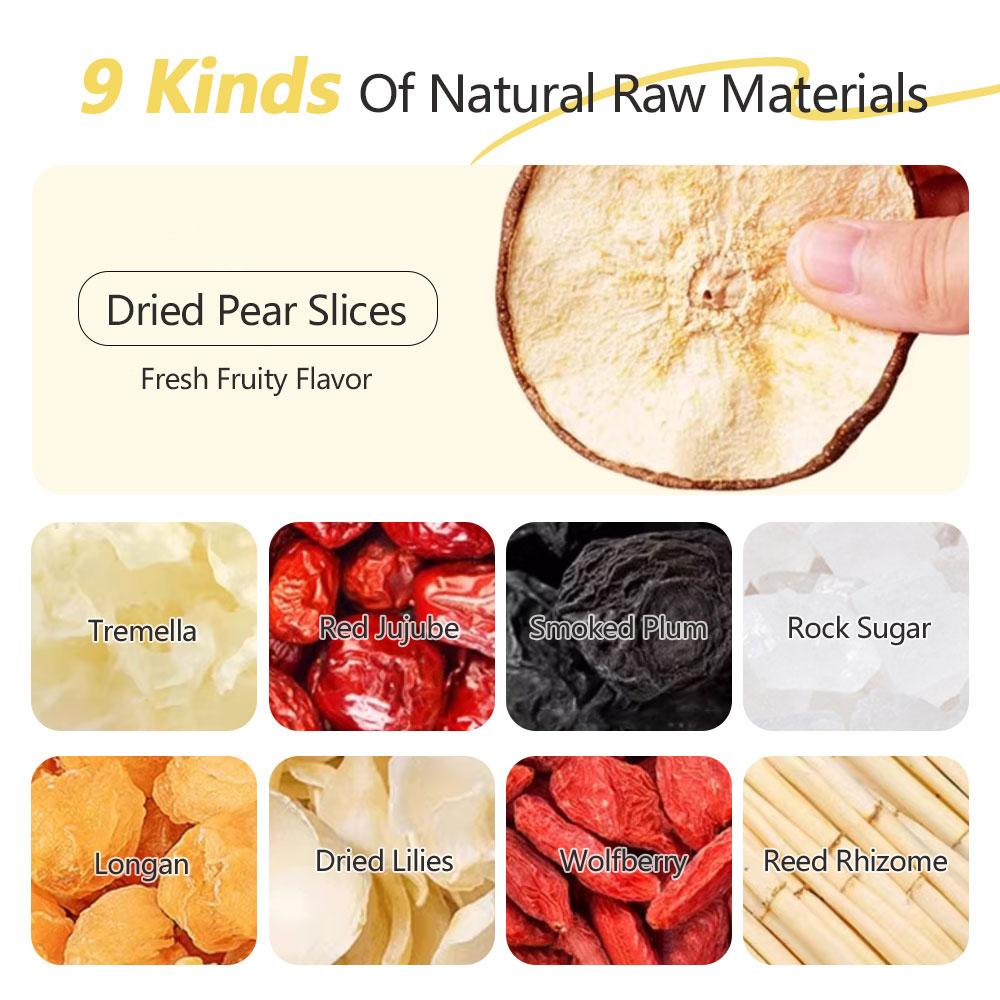 BOGO Cough-relieving Tea Big Pear Tea 3pcs Big Pear 2 Cartons (1Carton 152g 19g×8pack)×2 Caffeine Free Individual Packaging With Goji Berry Red Dates Lily Snow Fungus Pear And Rock Candy With Forest Thermos