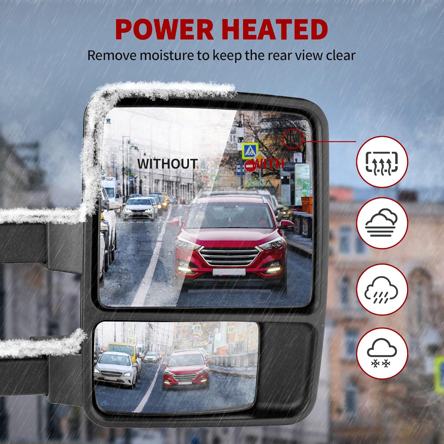 YITAMOTOR Towing Mirrors for 1999-2007 Ford F250 F350 F450 F550 Super Duty, 2001-2005 Excursion Extendable Power Heated with Smoke Signal Light Side Mirrors Pair