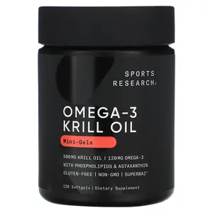 Sports Research Omega-3 Krill Oil, Mini-Gels, 500 mg, 120 Softgels