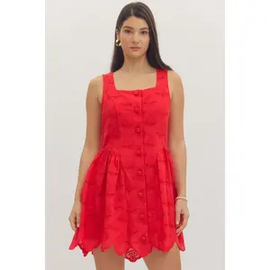 Entro Red Eyelet Mini Dress