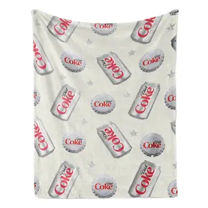 Diet Coke bottle cap pattern flannel blanket, soft office sofa bedding blanket, plush thin quilt, holiday gift, suitable for girls.