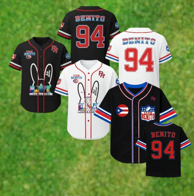 New 2026 Team Benito 94 Baseball Jersey – Black Red Puerto Rico Inspired Shirt Urban Style Jersey for Men and Women Fans of Latin Culture, Casual baseball jersey outfits, Unisex, Trendy baseball jerseys