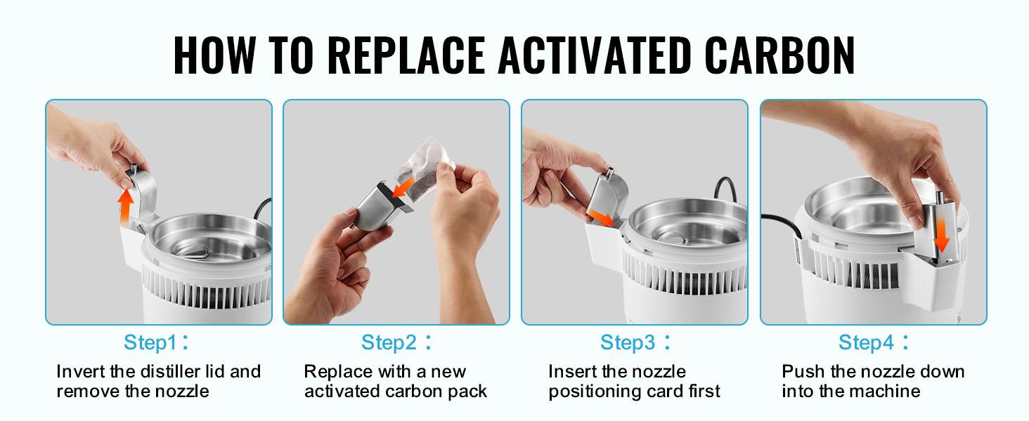 VEVOR 1.1 Gal Water Distiller, 0.3Gal/H, 750W Distilled Water Machine, 4L Distilling Pure Water Machine w/Plastic Container, Water Distillation Kit w/Button, Countertop Distilled Water Maker for Home