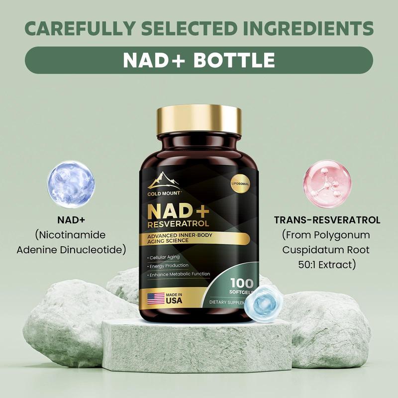 NAD+ Resveratrol - Anti-Aging & Energy Support with Liposomal Formula | 100 Softgels-MADE IN USA