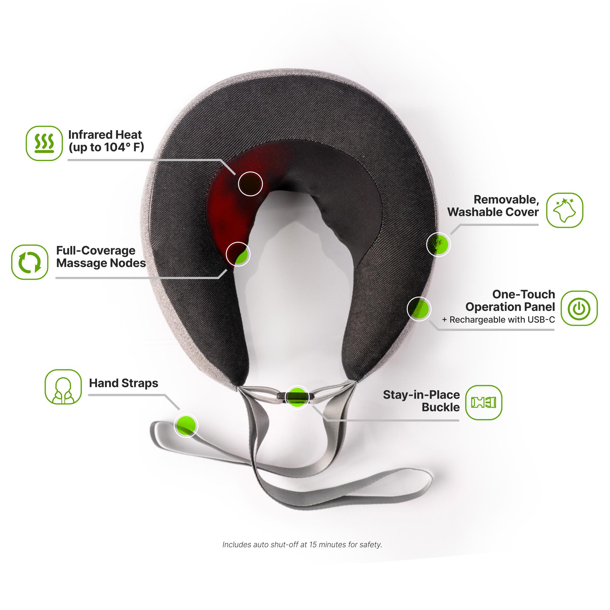 GhostBed Shiatsu Massaging Neck Pillow with Memory Foam & Infrared Heat Massage Machine