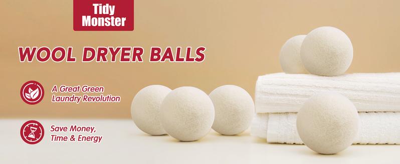 Wool Dryer Balls Natural Fabric Softener, Reusable, Reduces Clothing Wrinkles The Large Dryer Ball Plastic Balls and Liquid Softener for Laundry