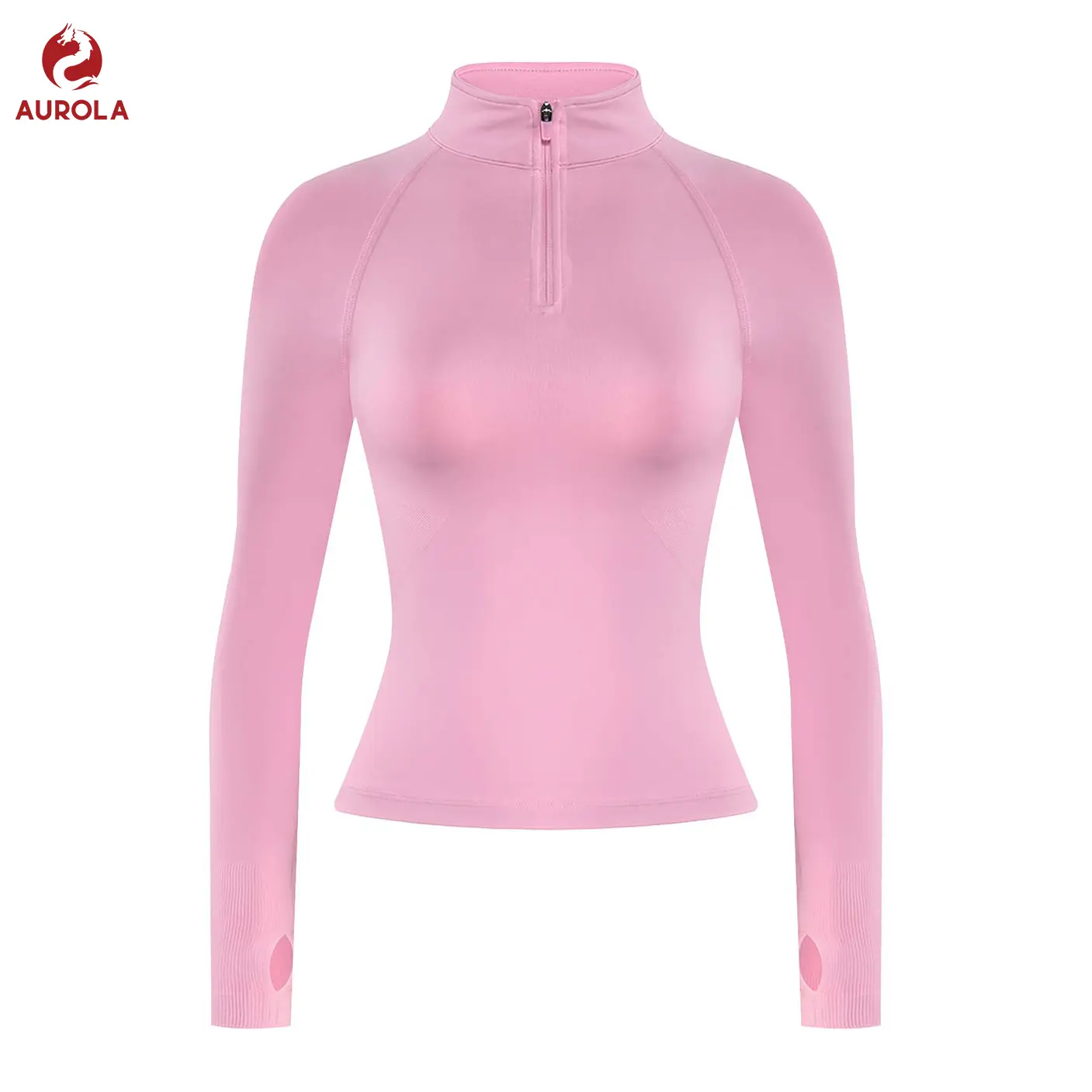 AUROLA Influence Workout Jacket for Women, Half Zip Cropped Slim Fit Long Sleeve Yoga Jackets Athletic Top with Thumb Holes tiktokshopbacktoschool