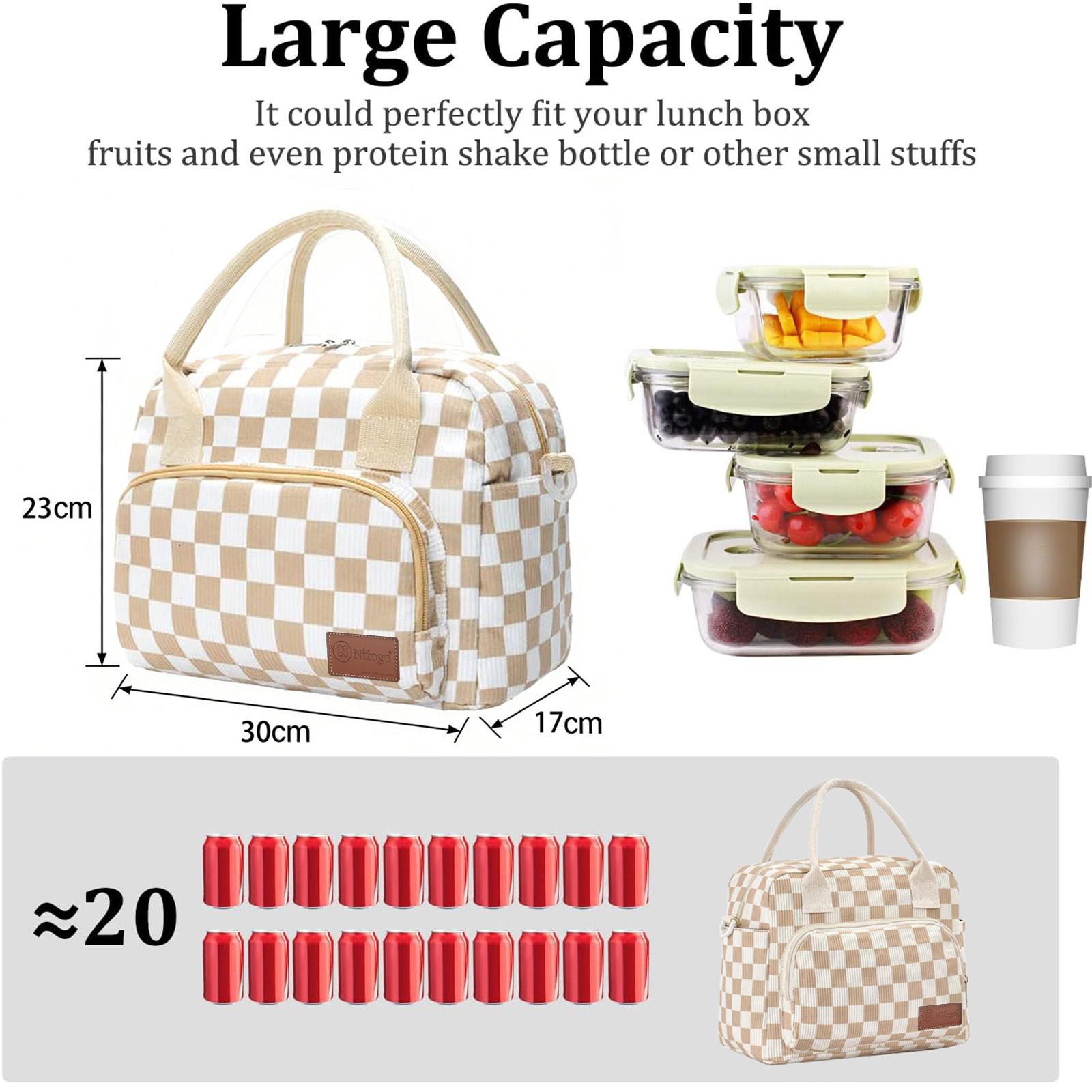 Lunch Box for Women Insulated Lunch Bag Cute Corduroy Lunch Tote Bags Lightweight Reusable Leakproof Cooler Bag with Adjustable Shoulder Strap for Work Office Travel Picnic (Checkered) Lunch Box for Women Insulated Lunch Bag Cute Corduroy Lunch Tote Bags Lightweight Reusable Leakproof Cooler Bag with Adjustable Shoulder Strap for Work Office Travel Picnic (Checkered)