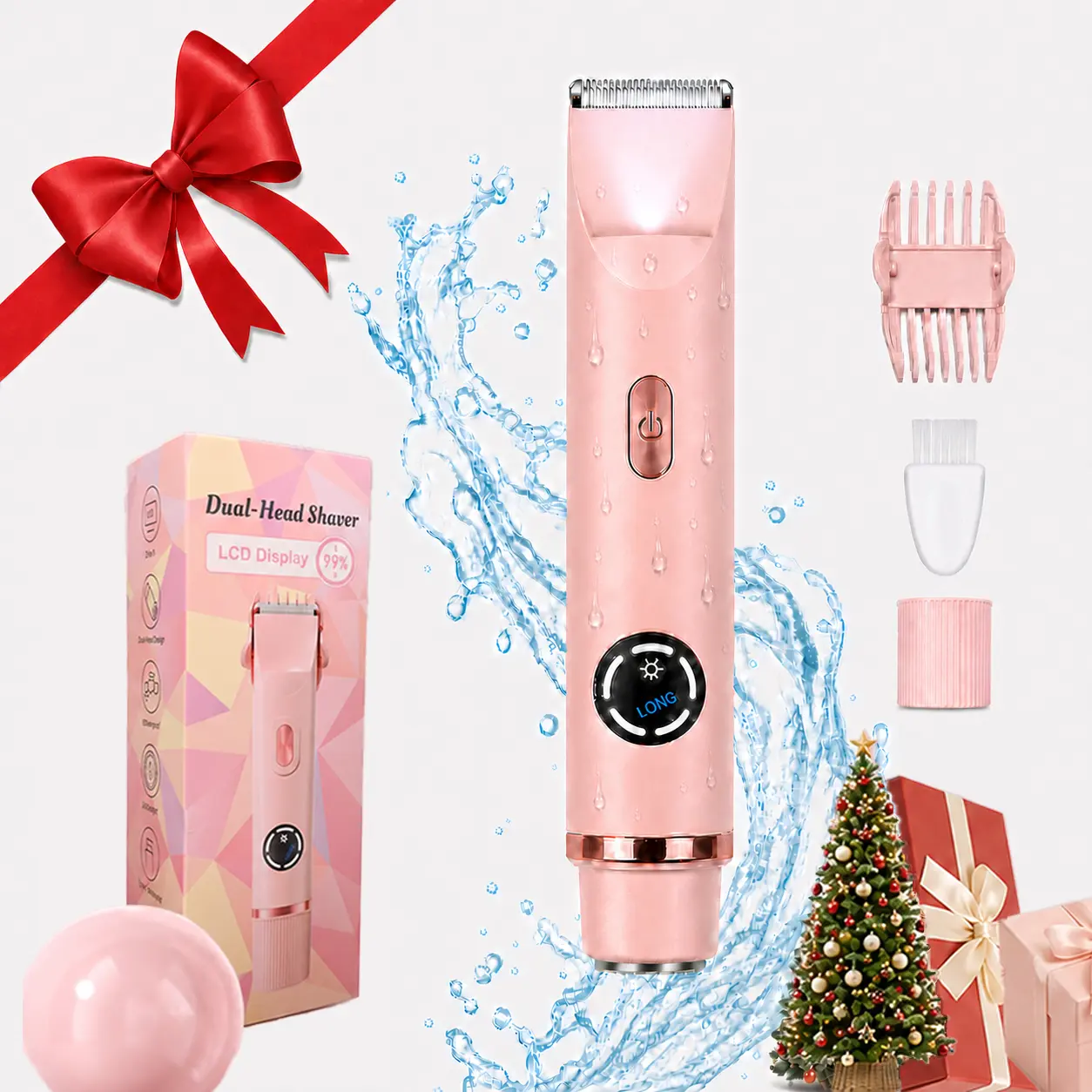[LIVE EXCLUSIVE] Women's Bikini Trimmer - 2-in-1 Rechargeable Electric Shaver and Hair Remover, Dual-Head Design, IPX7 Waterproof, Ideal Halloween Gift for Body, Face Use, Biknini Trimmer