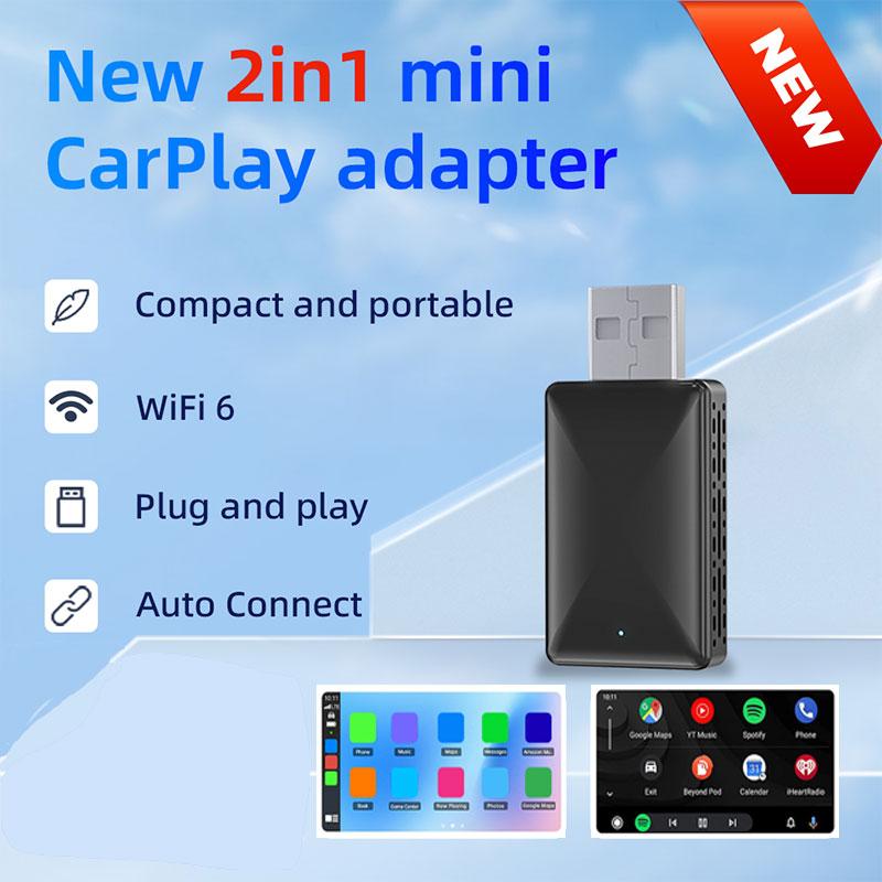 New 2-In-1 Wireless Carplay and Android Auto USB Adapter, Easy Installation, Low Latency for Seamless Connectivity
