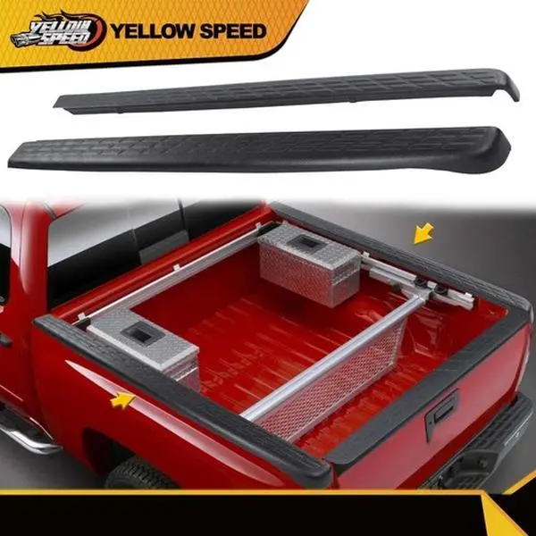 ALLGOOD Brand New Custom Fit 2x Plastic Mold Bed Rail Caps - Chevy Truck Accessory, Silverado 1500 Accessories, Damage Guard Rail Protection, Prevents Damage, For 2007-2013 Chevy Silverado 1500 5'8" Bed Truck, Factory-Finished Look, Factory Look