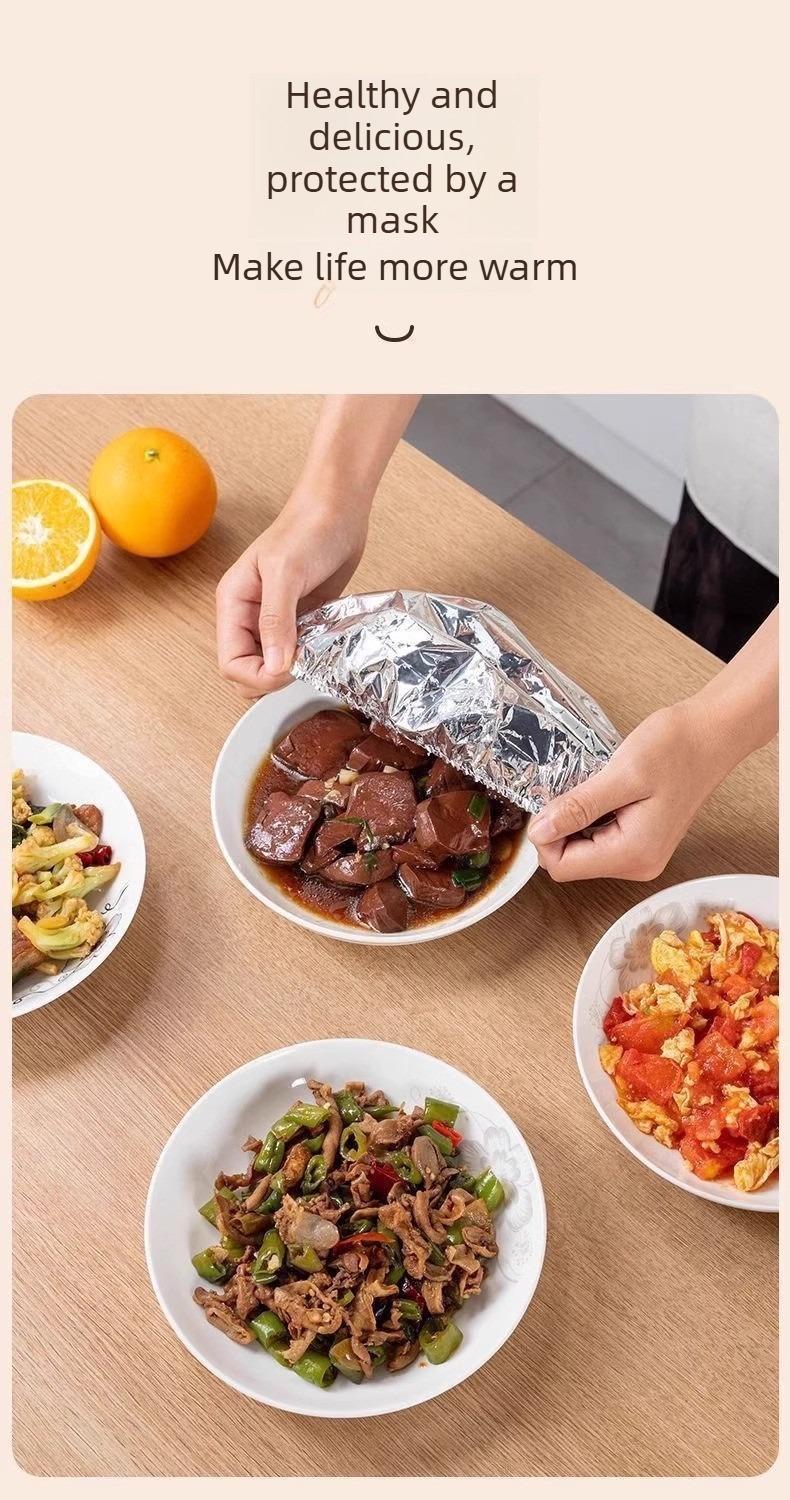 50PCS Aluminum foil heat-retaining cover for home dining tables and food containers; kitchen freshness preservation and insulation; aluminum foil