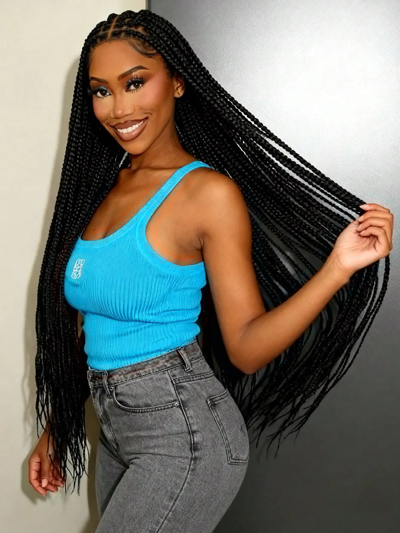 Dosay 36 Inches Synthetic Full Lace Front Braided Wigs Goddess Knotless Box Braided Wigs With Baby Hair Small Square Cornrows Braids Wig Daily Work Wedding & Vacation
