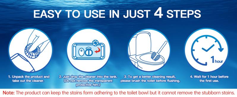 Toilet Cleaner Blocks - 4 Pack, Strong Cleaning Power, Descale & Deodorize, Automatically Clean with Every Flush, Versatile for Any Toilet, Removes Stains and Odors