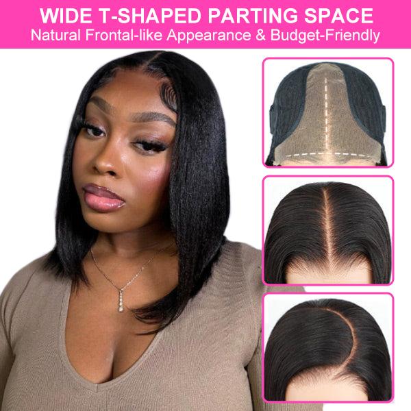 [New In] BGMgirl Wear Go 9x6 TPart Layered Cut Bob Yaki Straight Pre Everything Pre Bleached Knots Wear Go Pre Plucked HairlineWig Lace Draw-String Glueless Human Hair Wig eve valentines day gift