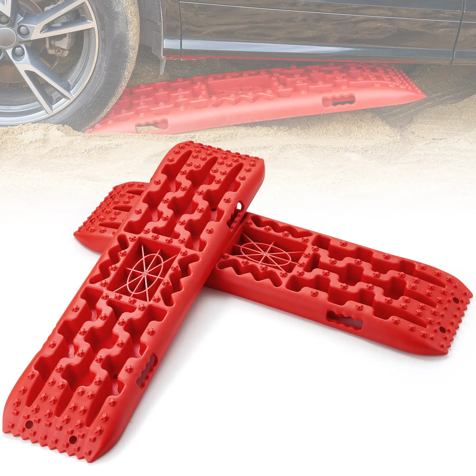 【Summerfinds】VEVOR 10 TON Traction Boards with PP Material Recovery Boards for Off-road Vehicles/Cars/Pickups/SUVs/RVsPair Tire Traction Mats on SnowSandMud and Loose TerrainStorage BagLong