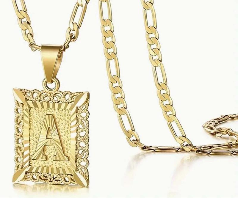 letter A-Z name initials necklace for men and women, birthday special holiday gift, basic style, simple and elegant men jewelry