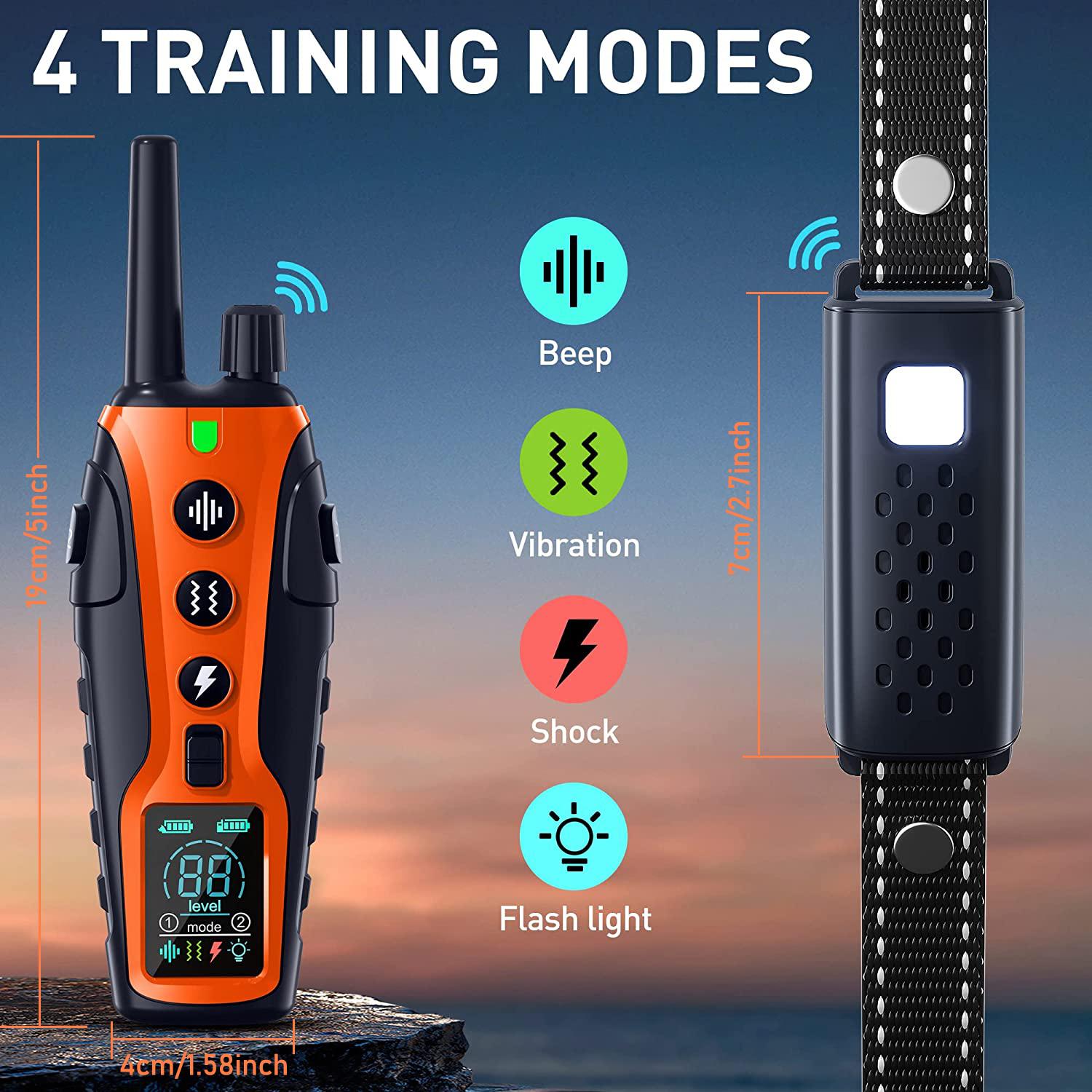 3300ft Range  Electric Shock Vibration & Sound Modes Rechargeable Dog Training Collars Adjustable Nylon Strap Waterproof  For Small To Large Dogs (5-150lbs)