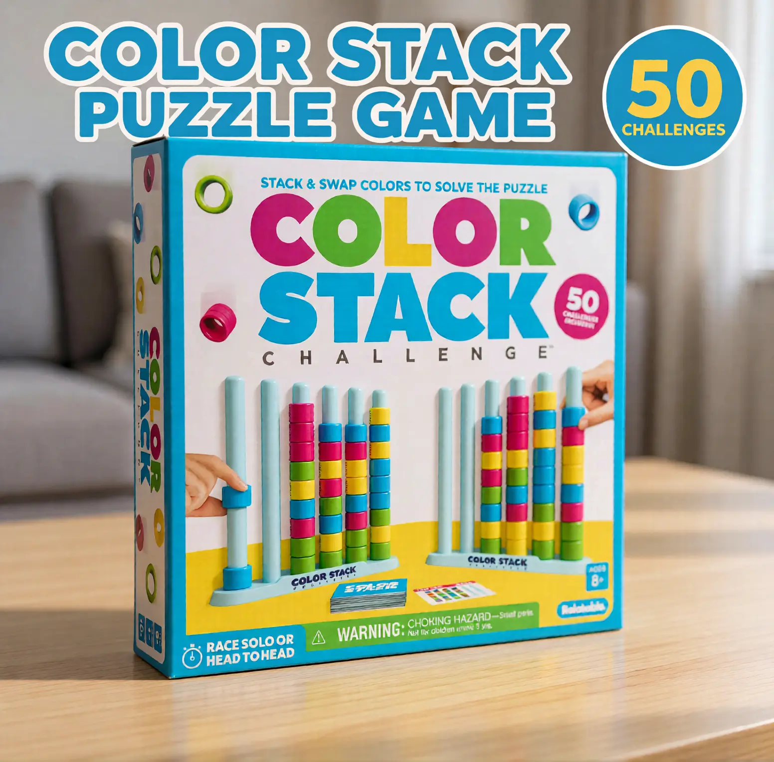 Color Sorting Stack Puzzle Game for Kids & Family, Ring Matching Brain ...