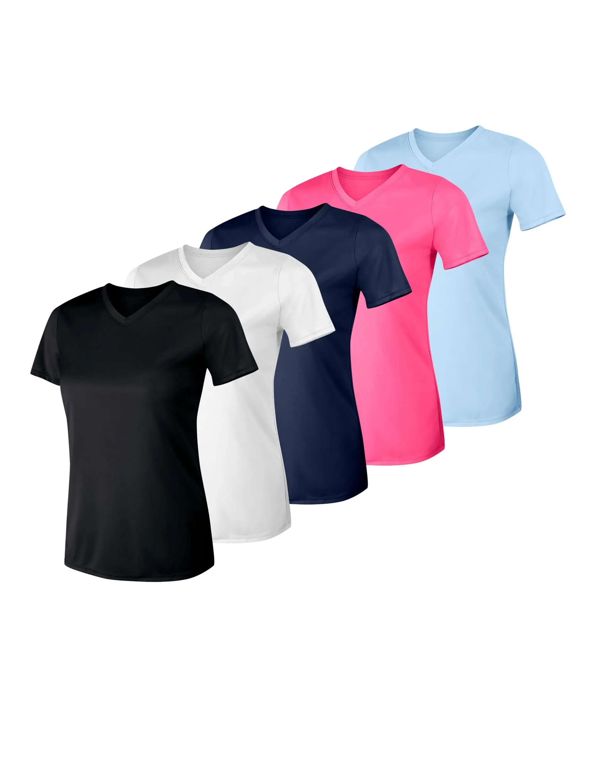 Hanes Sport Cool Dri Women's Performance V-neck T-shirt 5-pack Multi Pack Comfortable Fit Soft Stretch Fabric Breathable O483v5