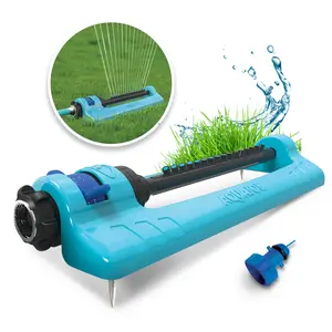 【SummerVibes】Aqua Joe Oscillating Sprinkler With Metal Ground Spike | Adjustable Spray Position | 3,400 Sq. Ft. Max Coverage