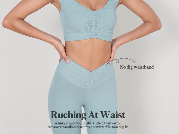 ODODOS Cloud Feeling Ruched Yoga Leggings for Women 25" / 28" High Waist Crossover Yoga Pants