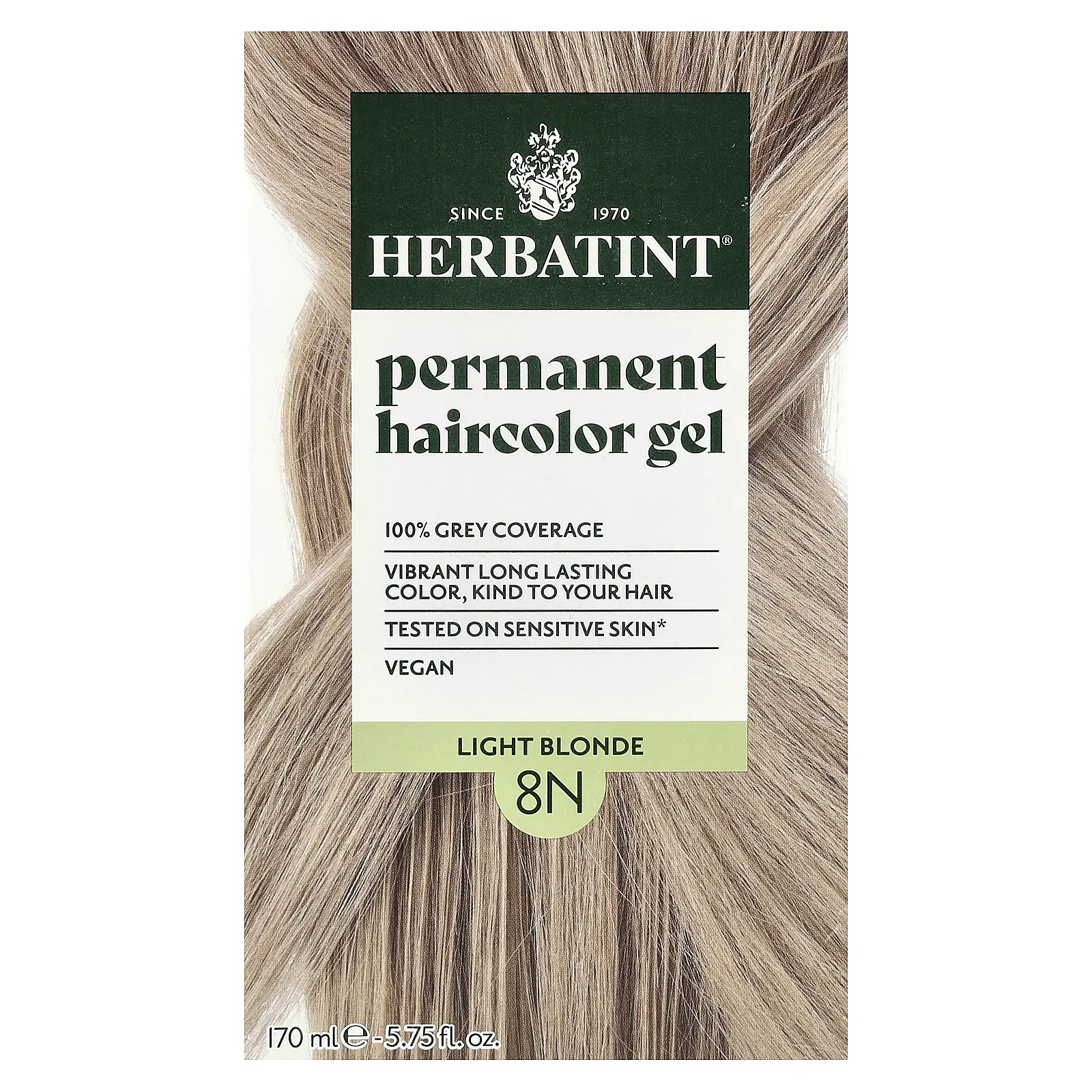 Herbatint Permanent Haircolor Gel, 8N Light Blonde, 5.75 fl oz (170 ml)