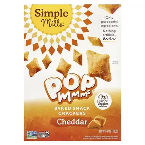 Simple Mills Pop Mmms™, Baked Snack Crackers, Cheddar, 4 oz (113 g)