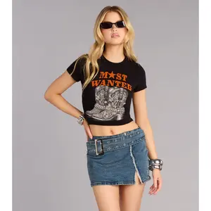 Cool Factor Belted Denim Mini Skort