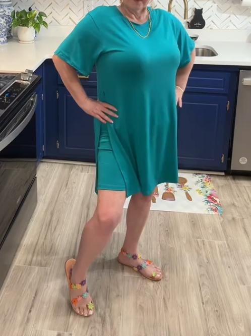 Women Plus Size 2 Piece Outfits  Lady Basic Crewneck Short Sleeve Tunic Tops and Skinny Biker Shorts Sets Tracksuits Casual Soft Womenswear