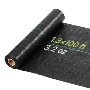 VEVOR Weed Barrier Fabric Heavy Duty, 1.3x100FT 3.2oz Landscape Fabric, Woven Weed Blocker Fabrics, Garden Fabrics Weeds Barrier, Weeds Control Ground Cover, Geotextile Webbing, Gardening Mat, Black