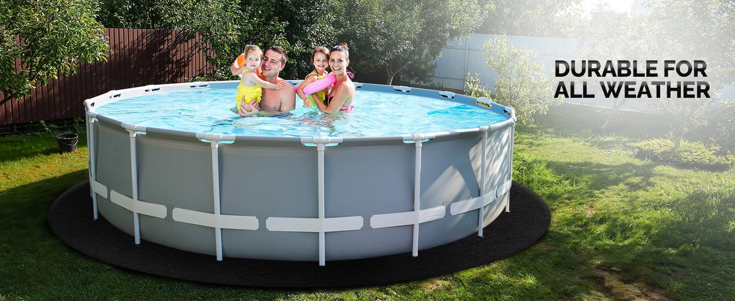 VINGLI 12/15/18 FT Round Pool Liner Pad for Above Ground Swimming Pools, Extra Thick Swimming Pool Liner, Prevent Punctures, Weed Barrier, Black