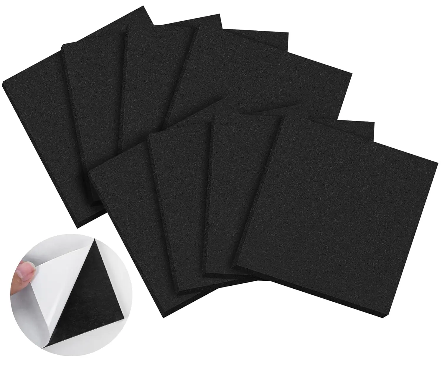 Foam Padding Sheets 8 PCS Adhesive Closed Cell Neoprene Foam Sheet 1/2" Thick 4" x 4" Self Stick Insulation Anti Vibration Pads Anti-Slip Furniture Cars Speakers