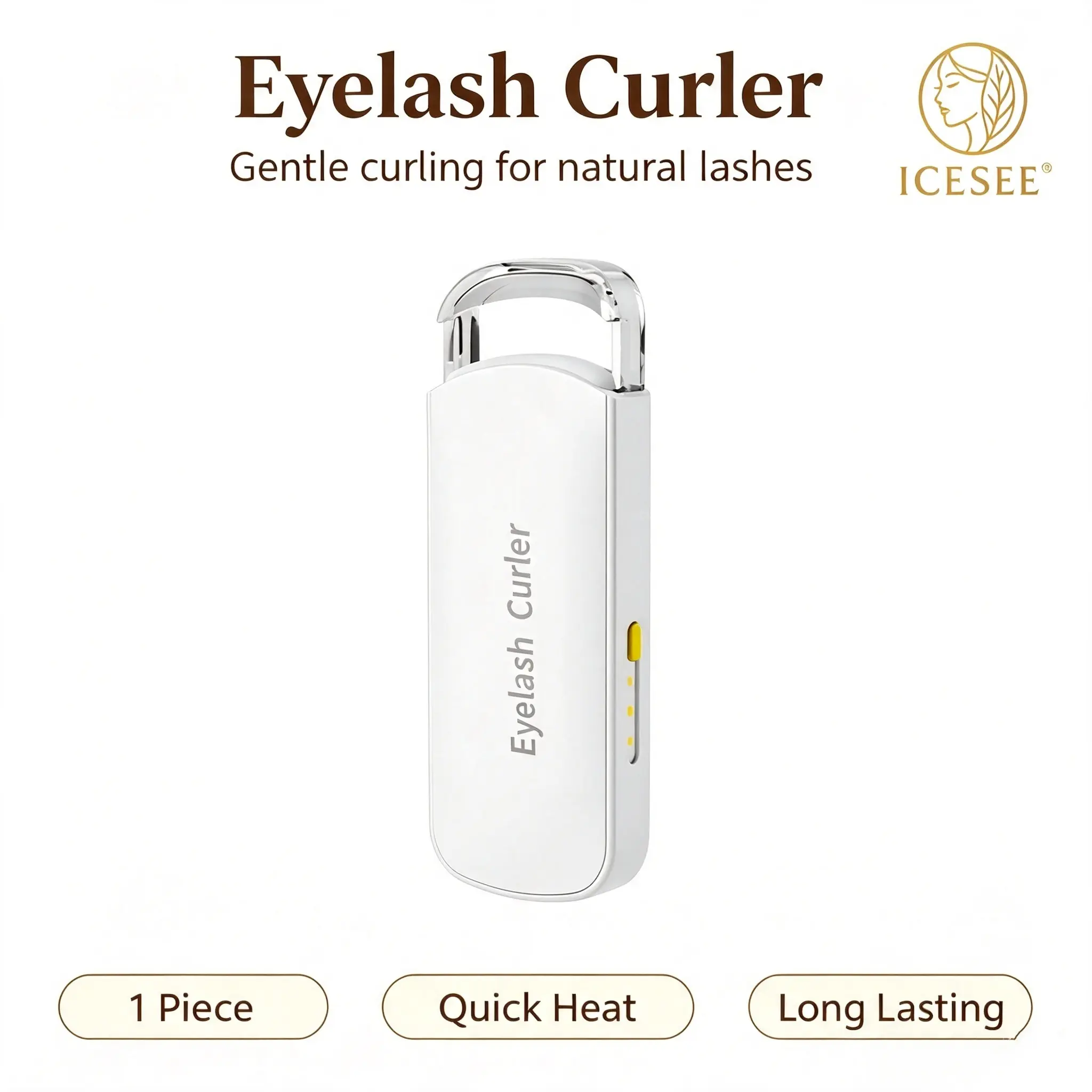 ICESEE Thermal Eyelash Curler – Beauty Products, Thermo-Sensitive Silicone Pad, Quick Heat Thermal Tool, Fast Lifting, Portable Size, Small for Women Home/Travel Use