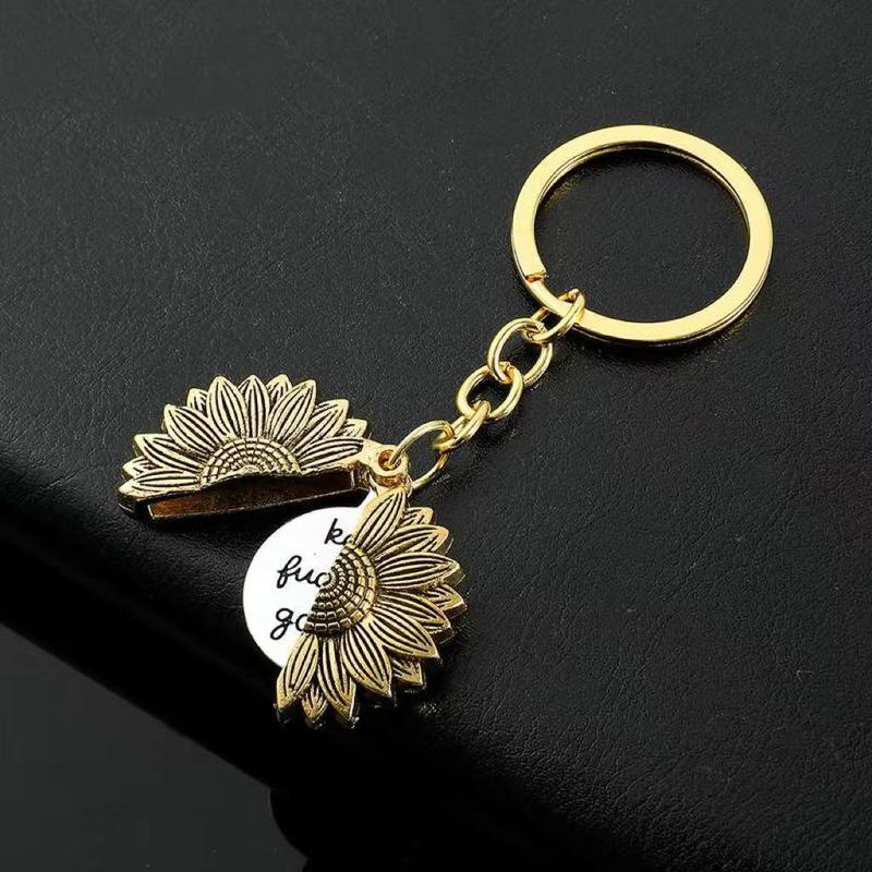 2 Pack Sunflower Keychain Inspirational Gifts for Women Men Birthday Christmas Gifts for Best Friend Student Graduation - Keep Fucking Going Keychain,stocking stuffers,Christmas decorations