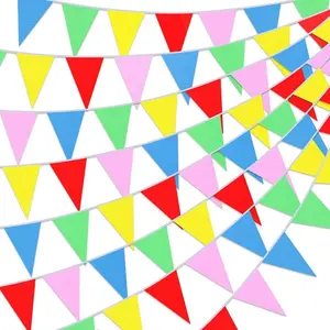 20 Sets 1640ft 1000 Pcs Colorful Pennants Banner Flag Bulk Multicolor Banners Carnival Decorations Grand Opening Decorations Nylon Triangle Flag Banner for Party Shops(Colorful)