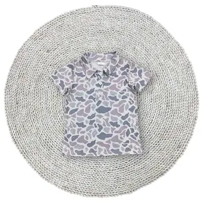 Little Baby Boys Grey Camouflage Buttons Polo Design Soft Stretchy Toddler Kids Tee Teenage Shirts Short Sleeve Tops