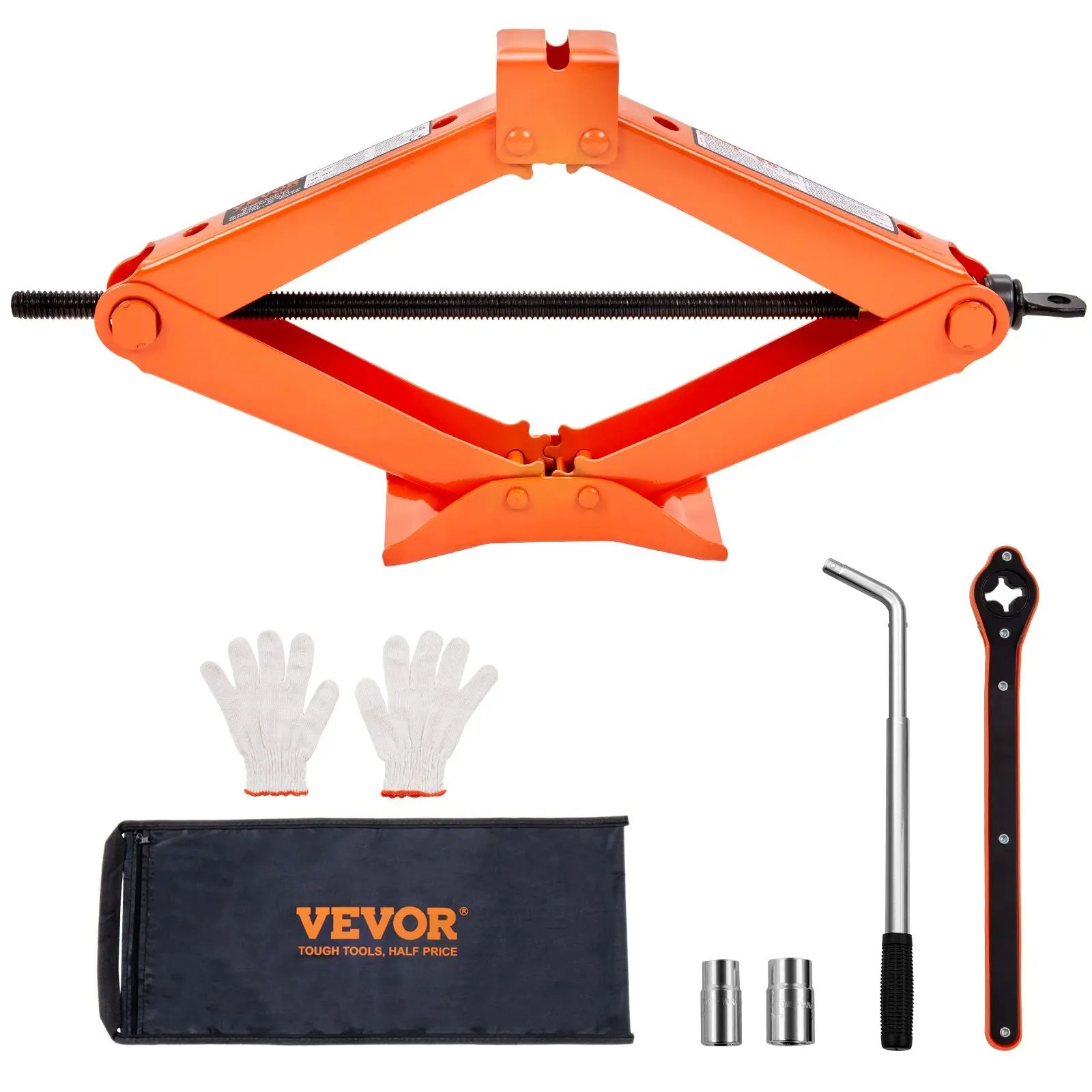 【Summerfinds】VEVOR Scissor Jack 2.5 Ton/5512 lbs Scissor Car Jack3.7"-17.1" Lifting Range Scissor Lift Jack with Ratcheting Handle and L-WrenchPortable Tire Jack for Cars Trucks Sedans MPVs