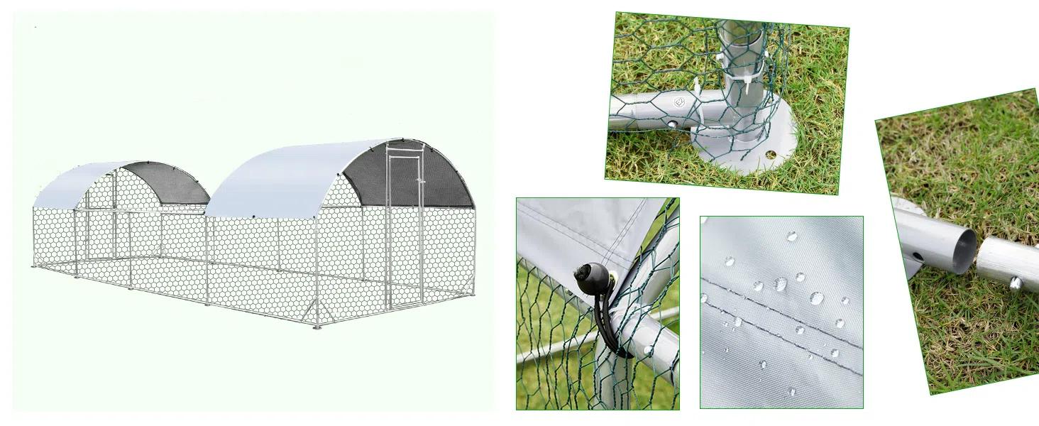 AECOJOY Large Dome Walk-in Metal Chicken Cage with Chain Link Fence - Prevents Predators - Suitable for 10+ Chickens and Poultry Outdoor