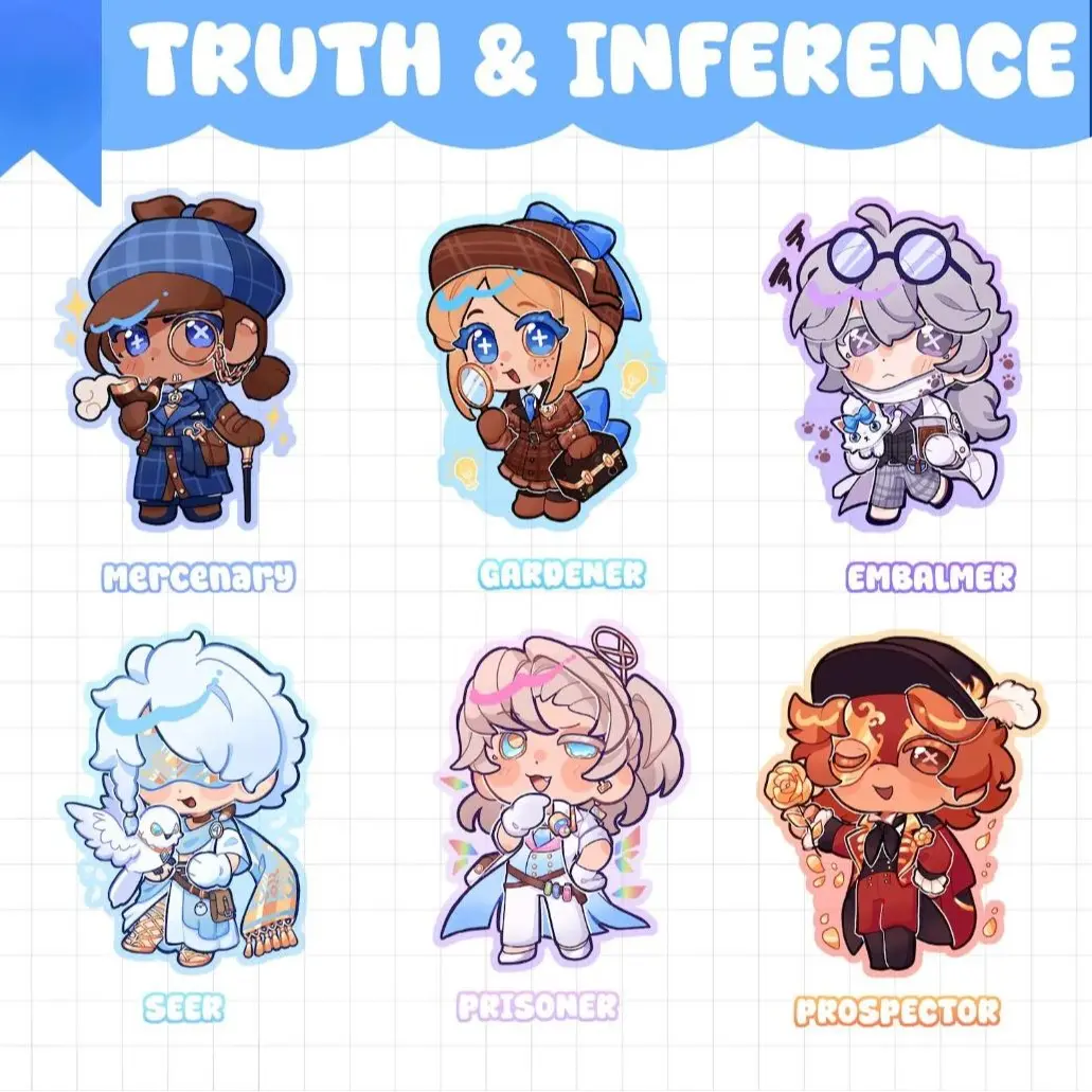 Identity V Truth and Inference Keychains, Mercenary Gardener Embalmer Seer Prisoner Prospector Cute, Durable, And Perfect For Bags, Keys, Or Gifts. Great For Daily Use Or As Thoughtful Little Gifts For Your Friends And Yourself.