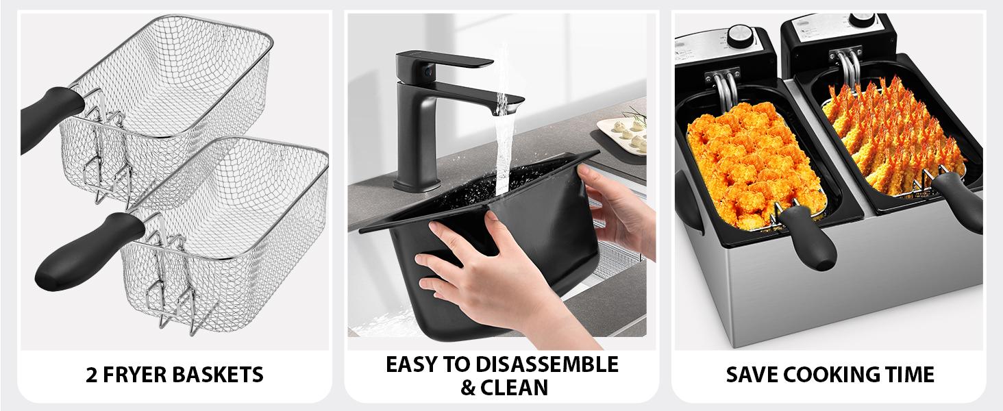 SUSTEAS 6.3QT Electric Oil Fryer – 3000W with Timer & Odor Filter | Durable Household Cooker for Easy Frying SUSTEAS 6.3QT Electric Oil Fryer – 3000W with Timer & Odor Filter | Durable Household Cooker for Easy Frying