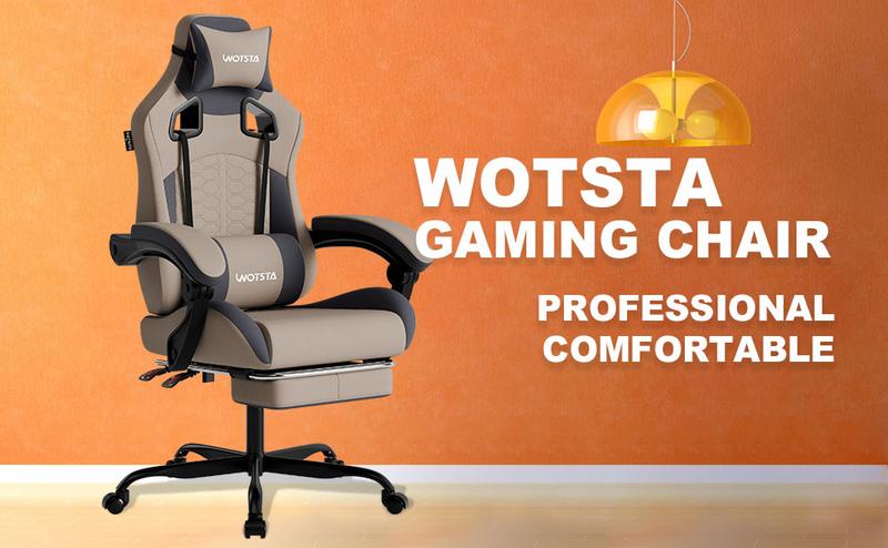 WOTSTA office gaming chair, equipped with comfortable memory foam lumbar support and headrest, office chair backrest can be adjusted to a tilt angle of 90°-135°,Mesh Swivel Rolling Task Chair Furniture Ergonomic