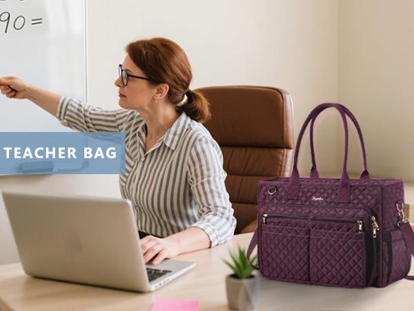 Bagstellar Teacher Tote Bag for Women,15.6 inch Laptop Work Tote Bags with 40oz Cup Holder, Waterproof Quilted Utility,Multiple Pockets,Shoulder Crossbody Tote Handbags for Women Work,Daily,Travel,Gym,School College