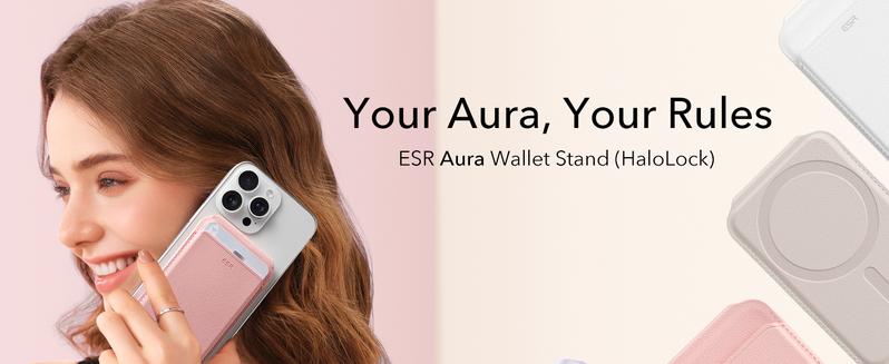 ESR Upgraded Aura for MagSafe Wallet, 5 Card-Holder with Adjustable Stand, Magnetic Wallet for iPhone 17/16/15/14/13/12 Series, Not for iPhone Mini, Vegan Leather, Pink