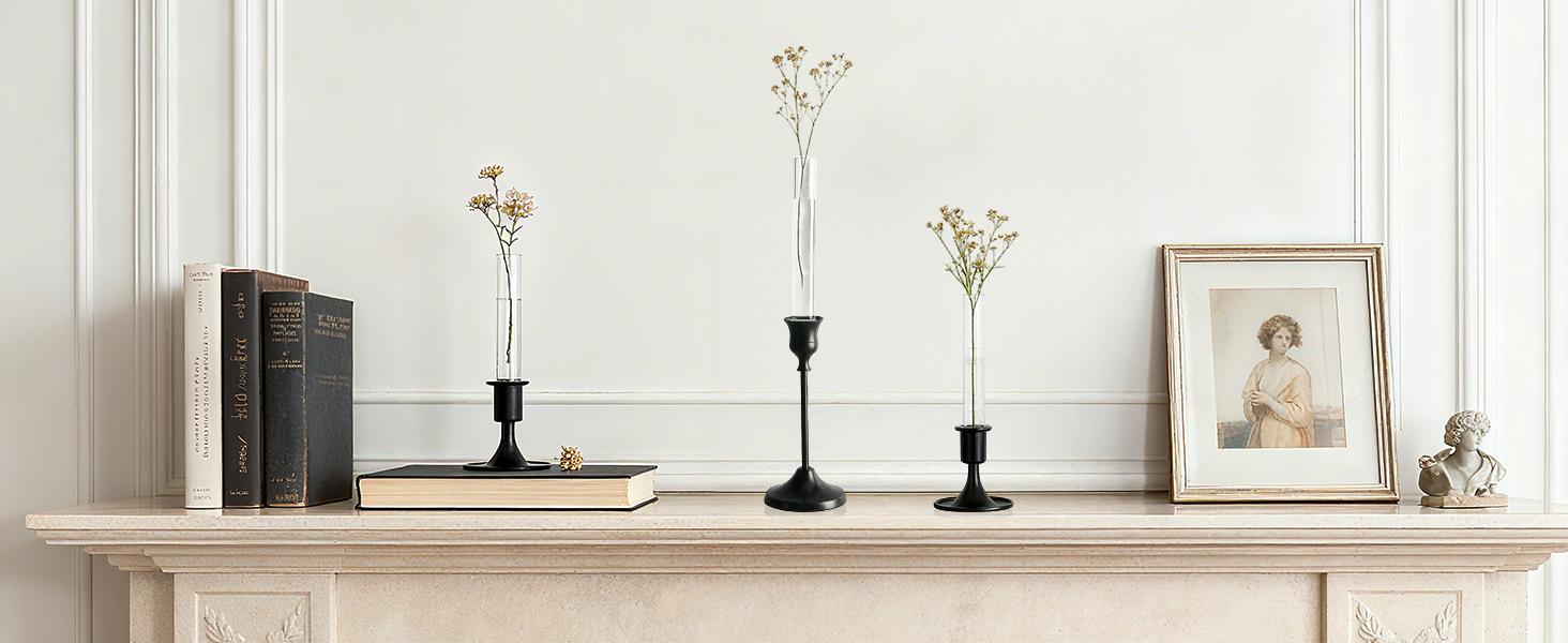 Glass Bud Vase for Flowers: Clear Small Vases for 22mm Candlestick Taper Candle Holders - 5.9" Skinny Table Centerpieces with Silicon Case for Tablescapes, Wedding Gift and Home Decor Glass Bud Vase for Flowers: Clear Small Vases for 22mm Candlestick Taper Candle Holders - 5.9" Skinny Table Centerpieces with Silicon Case for Tablescapes, Wedding Gift and Home Decor